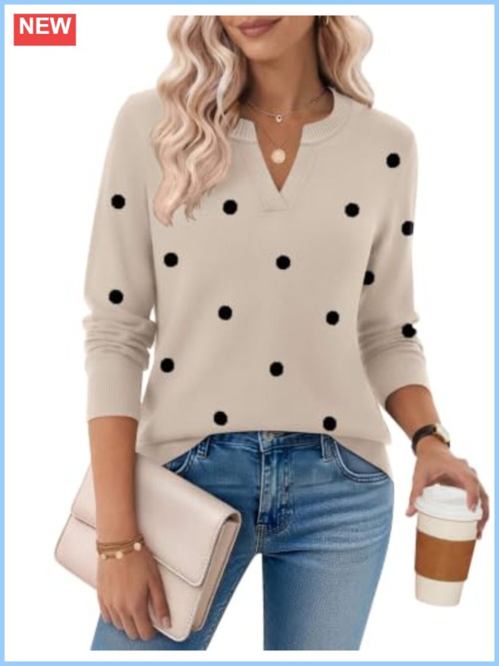 Women's V-Neck Pullover Sweater Soft Knit Long Sleeve Business Casual